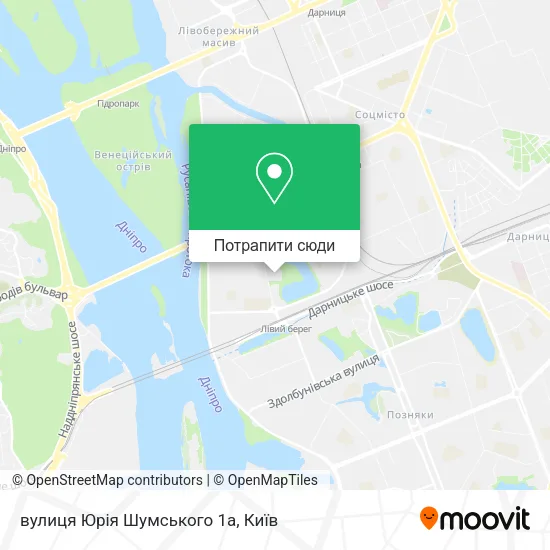 Карта вулиця Юрія Шумського 1а