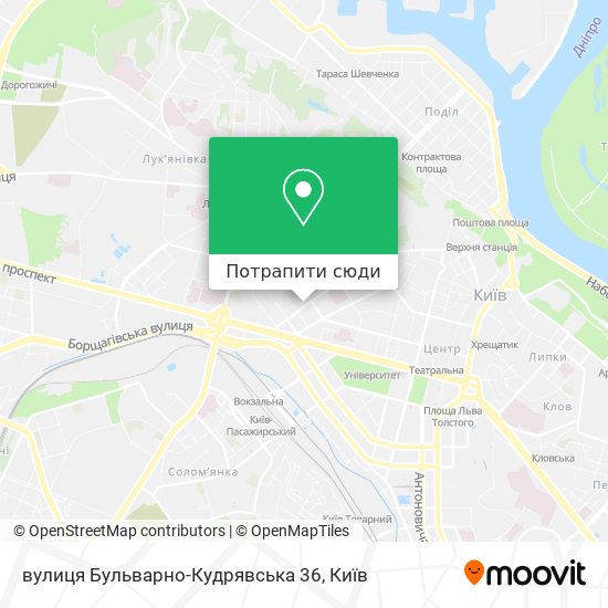 Карта вулиця Бульварно-Кудрявська 36