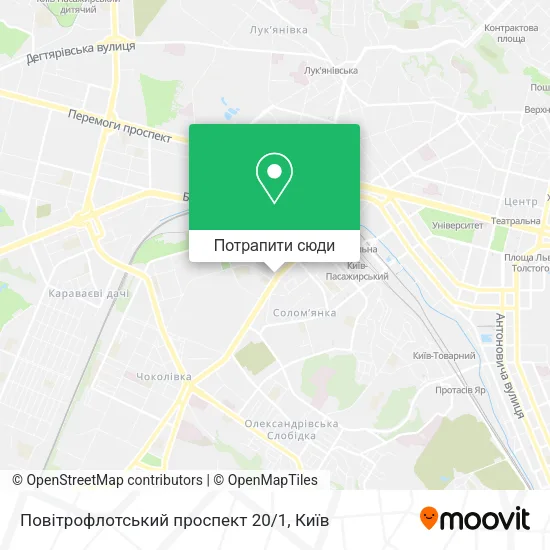 Карта Повітрофлотський проспект 20/1