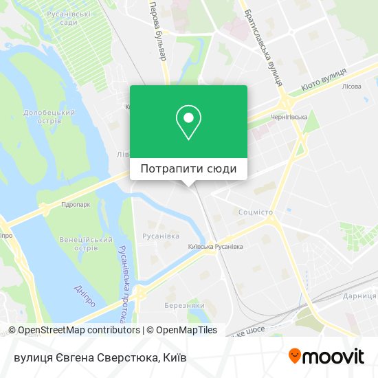 Карта вулиця Євгена Сверстюка