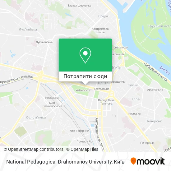 Карта National Pedagogical Drahomanov University