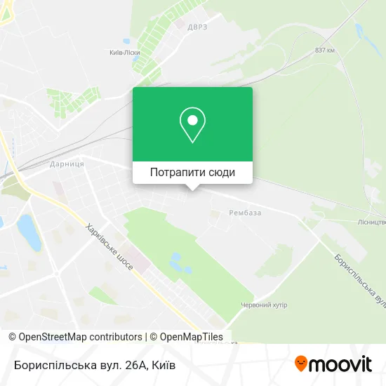 Карта Бориспільська вул. 26А