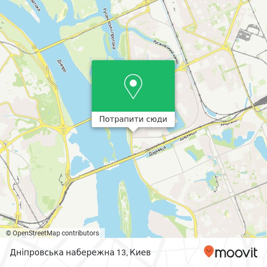 Карта Дніпровська набережна 13