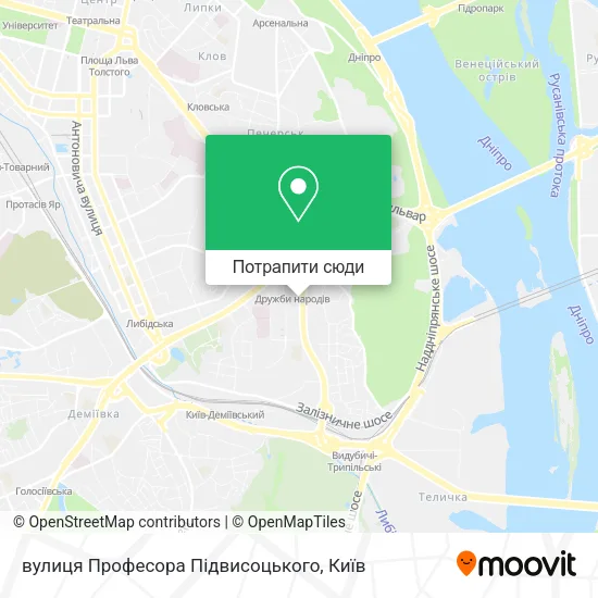 Карта вулиця Професора Підвисоцького