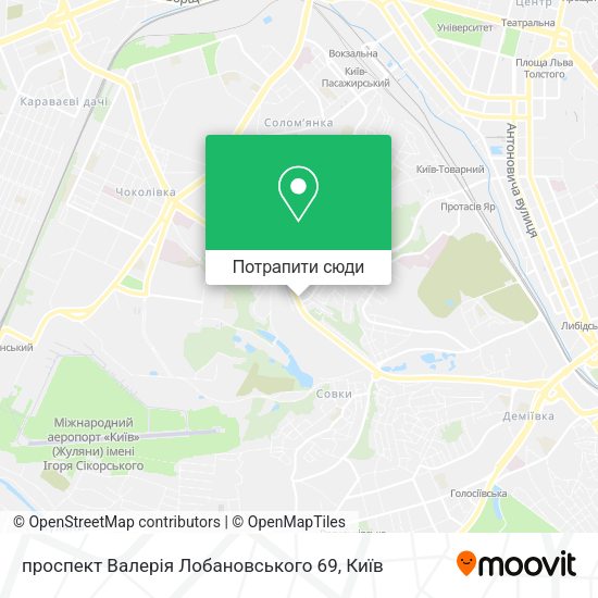 Карта проспект Валерія Лобановського 69