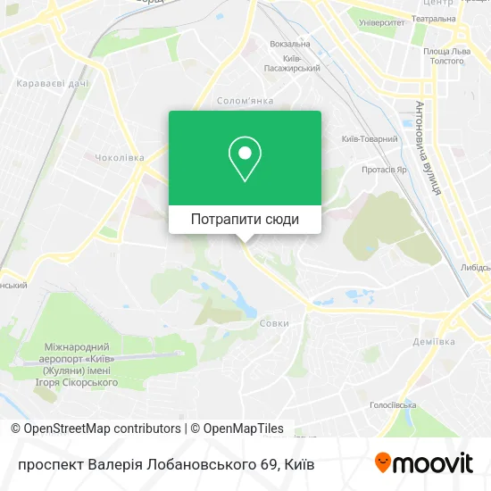 Карта проспект Валерія Лобановського 69