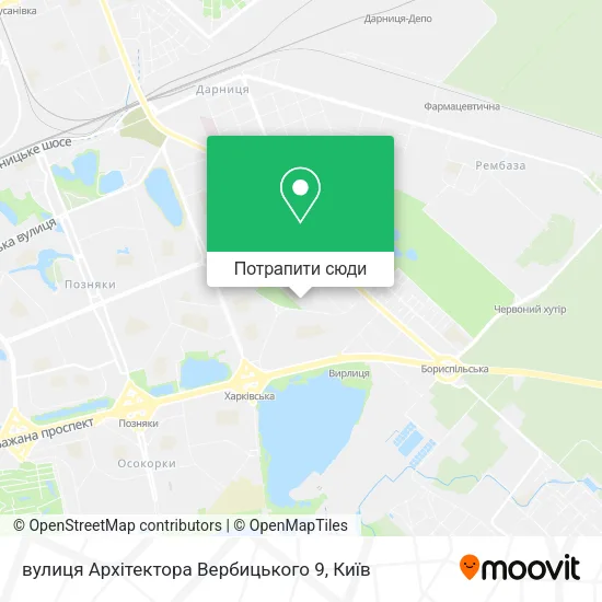 Карта вулиця Архітектора Вербицького 9