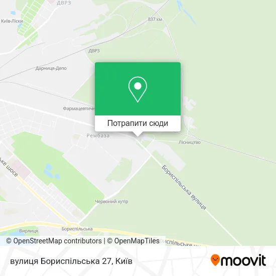 Карта вулиця Бориспільська 27