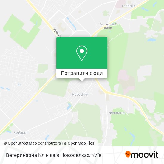 Карта Ветеринарна Клініка в Новоселках