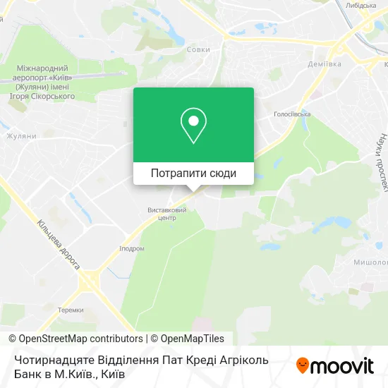 Карта Чотирнадцяте Відділення Пат Креді Агріколь Банк в М.Київ.