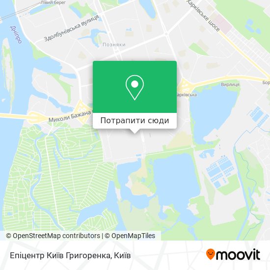 Карта Епіцентр Київ Григоренка
