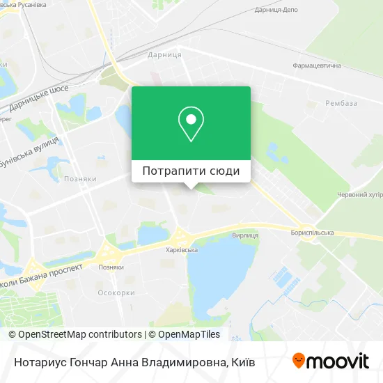 Карта Нотариус Гончар Анна Владимировна