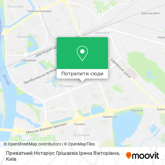 Карта Приватний Нотаріус Грішаєва Ірина Вікторівна