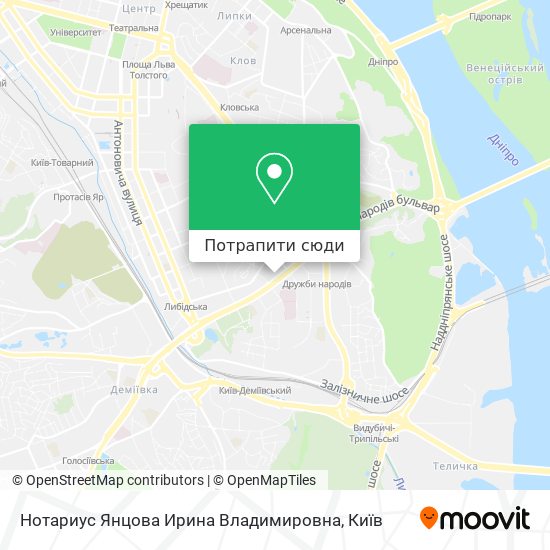 Карта Нотариус Янцова Ирина Владимировна