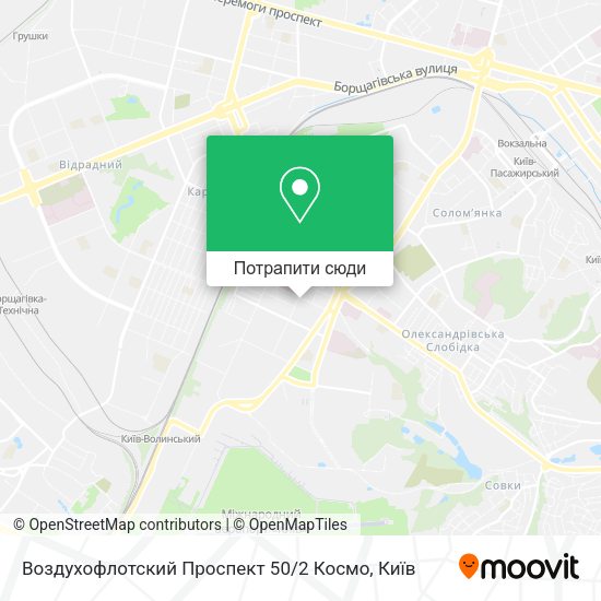 Карта Воздухофлотский Проспект 50 / 2 Космо