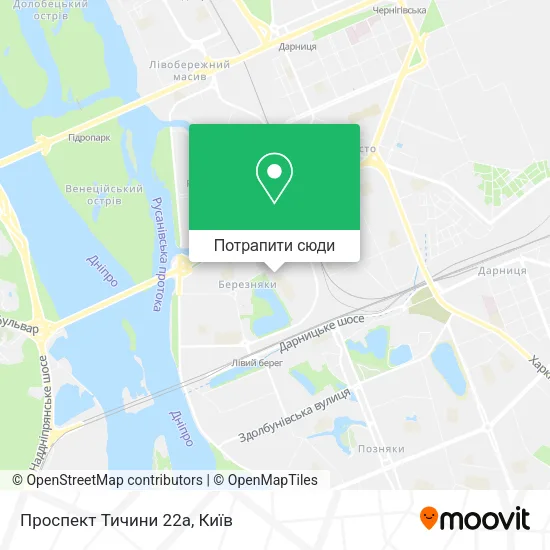 Карта Проспект Тичини 22а
