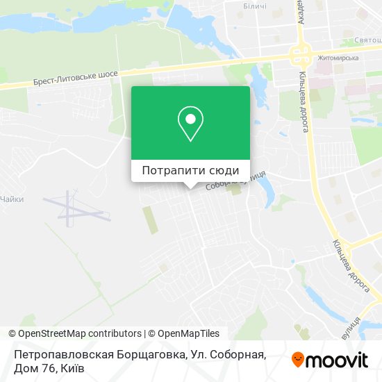 Карта Петропавловская Борщаговка, Ул. Соборная, Дом 76