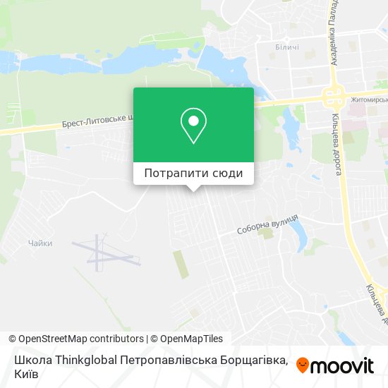 Карта Школа Thinkglobal Петропавлівська Борщагівка