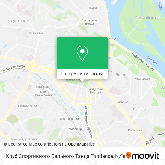 Карта Клуб Спортивного Бального Танца Topdance