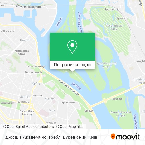 Карта Дюсш з Академчної Греблі Буревісник