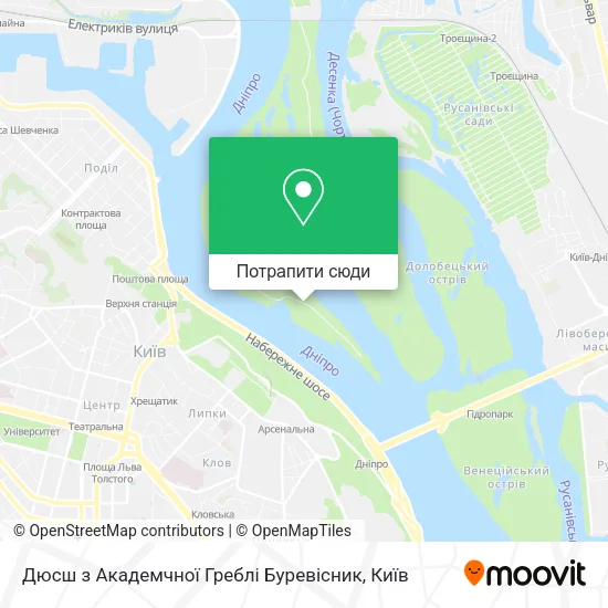 Карта Дюсш з Академчної Греблі Буревісник