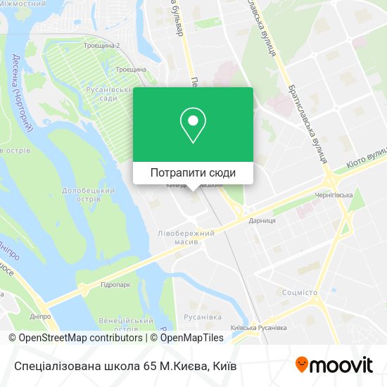 Карта Спеціалізована школа 65 М.Києва