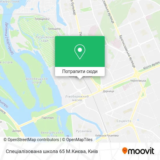 Карта Спеціалізована школа 65 М.Києва