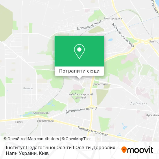 Карта Інститут Педагогічної Освіти І Освіти Дорослих Напн України