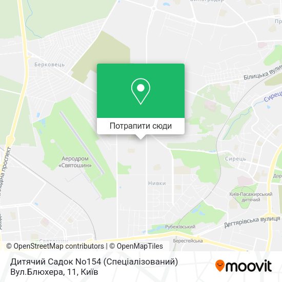 Карта Дитячий Садок No154 (Спеціалізований) Вул.Блюхера, 11