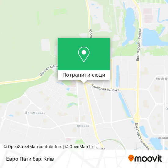 Карта Евро Пати бар