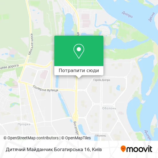 Карта Дитячий Майданчик Богатирська 16