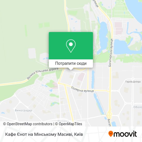 Карта Кафе Єнот на Мінському Масиві