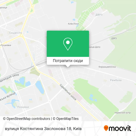 Карта вулиця Костянтина Заслонова 18