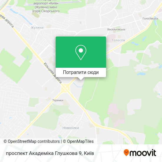 Карта проспект Академіка Глушкова 9