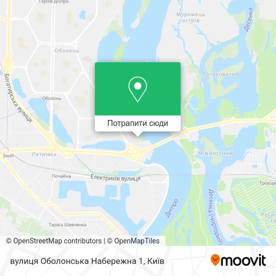 Карта вулиця Оболонська Набережна 1