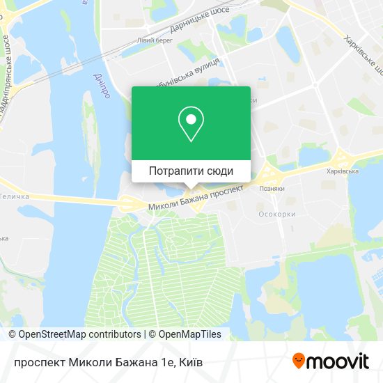 Карта проспект Миколи Бажана 1е