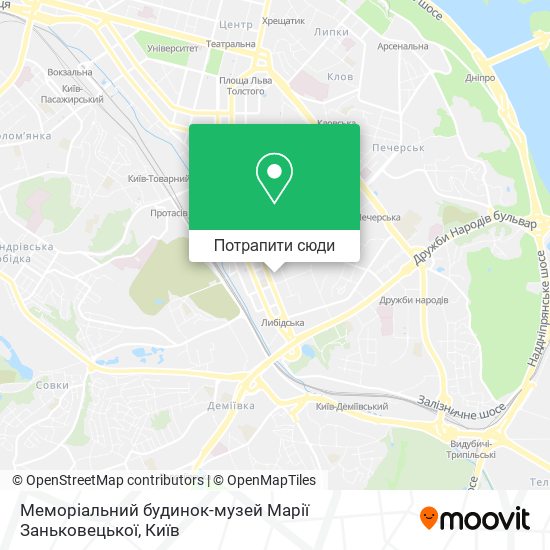 Карта Меморіальний будинок-музей Марії Заньковецької