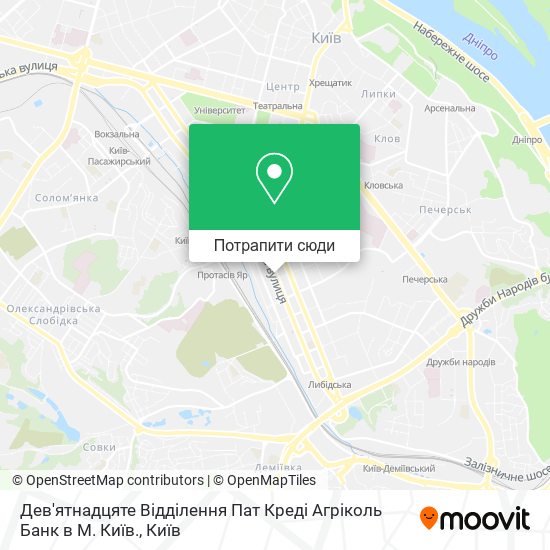 Карта Дев'ятнадцяте Відділення Пат Креді Агріколь Банк в М. Київ.