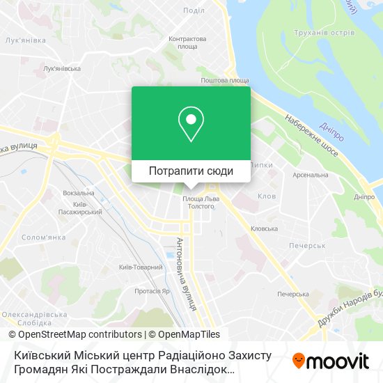 Карта Київський Міський центр Радіаційоно Захисту Громадян Які Постраждали Внаслідок Чорнобильської Аварі
