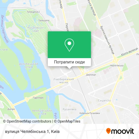 Карта вулиця Челябінська 1