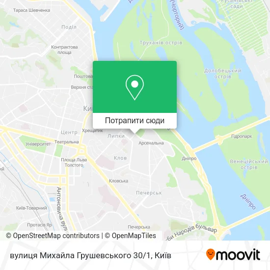 Карта вулиця Михайла Грушевського 30 / 1