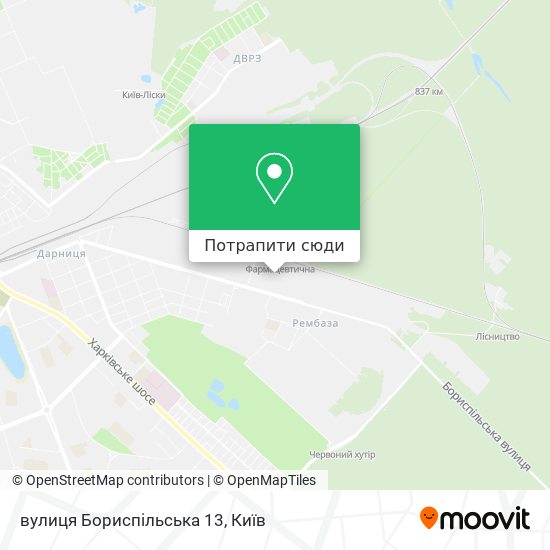 Карта вулиця Бориспільська 13
