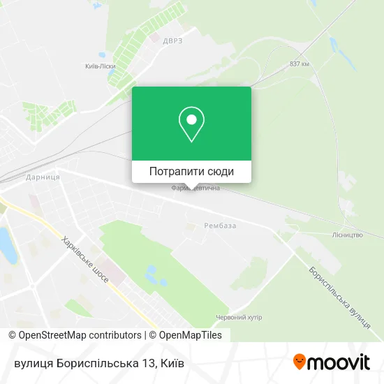 Карта вулиця Бориспільська 13