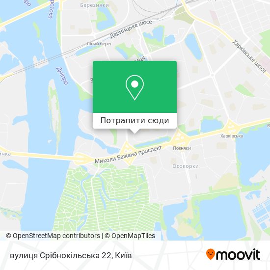 Карта вулиця Срібнокільська 22
