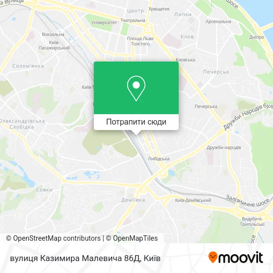Карта вулиця Казимира Малевича 86Д
