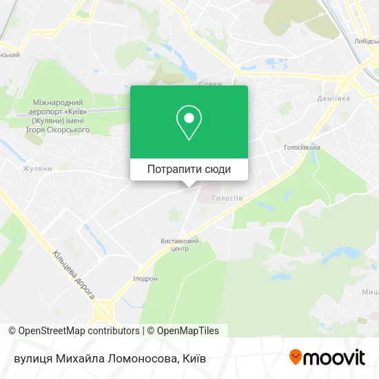 Карта вулиця Михайла Ломоносова