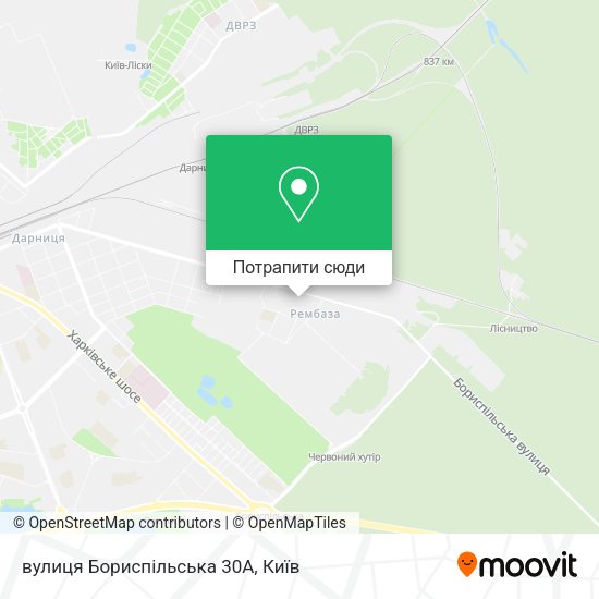 Карта вулиця Бориспільська 30А