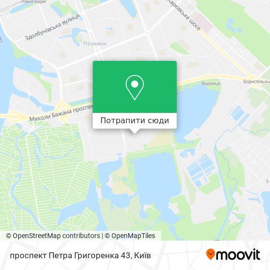 Карта проспект Петра Григоренка 43