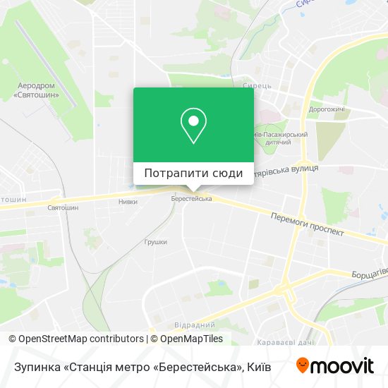 Карта Зупинка «Станція метро «Берестейська»