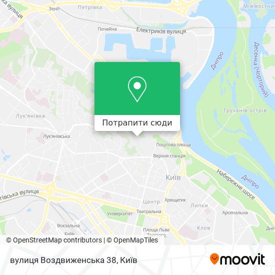 Карта вулиця Воздвиженська 38